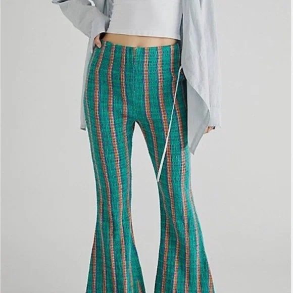 Free People Multicolor Striped Flare Pants - Picture 2 of 9